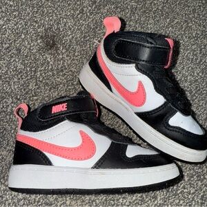 Nike Kids Black and Pink High-Top Sneakers
